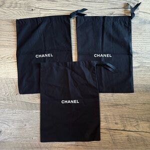 Lot of Three 3 Medium Chanel Black Tote Bags